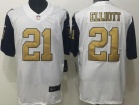 Dallas Cowboys #21 Ezekiel Elliott White Golden Number Colr Rush Limited Football Jersey