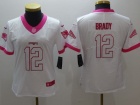 New England Patriots #12 Tom Brady White/Pink Color Rush Limited Women Jersey