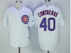 Chicago Cubs #40 Willson Contreras White Strips New Cool Base Jerseys