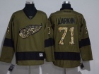 Detroit Red Wings #71 Dylan Larkin Green Salute To Service Football Jersey