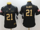 Women Dallas Cowboys #21 Ezekiel Elliott Gold Anthracite Salute to Service Limited Football Jersey