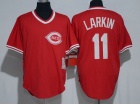 Cincinnati Reds #11 Barry Larkin Red Throwback Jersey