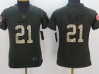 Youth Dallas Cowboys #21 Ezekiel Elliott Green Salute to Service Football Jersey