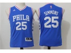 Youth Philadelphia 76ers #25 Ben Simmons Blue Basketball Jerseys