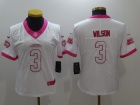 Women Seattle Seahawks #3 Russell Wilson White/Pink Football Jersey