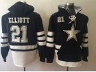 Dallas Cowboys # 21 Ezekiel Elliott Blue White Football Hoodie