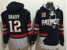 New England Patriots #12 Tom Brady Blue Pullover Football Hoodies