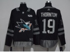 San Jose Sharks #19 Joe Thornton Black 100th Anniversary Hockey Jersey