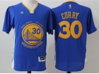 Golden State Warriors #30 Stephen Curry Blue Short Sleeve Stitched Basketball Jerseys