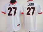 Womens Georgia Bulldogs #27 Nick Chubb White Football Jersey