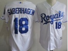 Kansas City Royals #18 Bret Saberhagen White New Fabric Cool Base Jerseys