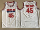 USA Team #45 Donald Trump White Basketball Jerseys