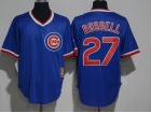 Chicago Cubs #27 Addison Russell Blue Pullover Throwback Jersey