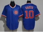 Chicago Cubs #10 Ron Santo Blue Pullover Throwback Jersey