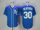 Kansas City Royals #30 Yordano Ventura Blue KC New Cool Base Jersey