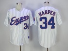 Montreal Expos #34 Bryce Harper White Strip Jerseys