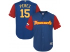 Custom Men's Venezuela Baseball Salvador Perez Majestic Royal 2017 World Baseball Classic Replica Jersey