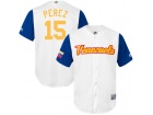 Custom Men's Venezuela Baseball Salvador Perez White 2017 World Baseball Classic Replica Jersey