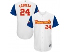 Custom Men's Venezuela Baseball Miguel Cabrera Majestic White 2017 World Baseball Classic Authentic Jersey