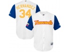 Custom  Men's Venezuela Baseball Felix Hernandez Majestic White 2017 World Baseball Classic Replica Jersey