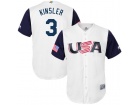 Custom Men's USA Baseball Ian Kinsler Majestic White 2017 World Baseball Classic Replica Jersey