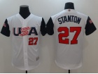 Custom Men's USA Baseball Giancarlo Stanton Majestic White 2017 World Baseball Classic Authentic Jer...