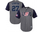 Custom Men's USA Baseball Giancarlo Stanton Majestic Gray 2017 World Baseball Classic Replica Jersey