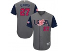 Men's USA Baseball #27 Giancarlo Stanton Majestic Gray 2017 World Baseball Classic Authentic Jersey