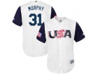 Custom Men's USA Baseball Daniel Murphy Majestic White 2017 World Baseball Classic Replica Jersey