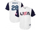 Custom Men's USA Baseball Buster Posey Majestic White 2017 World Baseball Classic Replica Jersey