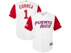 Custom Men's Puerto Rico Baseball Carlos Correa White 2017 World Baseball Classic Replica Jersey