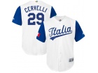 Custom Men's Italy Baseball Francisco Cervelli Majestic White 2017 World Baseball Classic Replica Je...