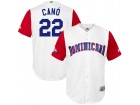 Custom Men's Dominican Republic Baseball Robinson Cano White 2017 World Baseball Classic Replica Jer...