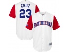 Custom Men's Dominican Republic Baseball Nelson Cruz Majestic White 2017 World Baseball Classic Repl...