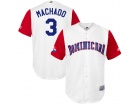 Custom Men's Dominican Republic Baseball Manny Machado Majestic White 2017 World Baseball Classic Re...