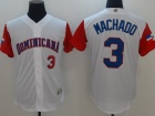 Custom Men's Dominican Republic Baseball Manny Machado Majestic White 2017 World Baseball Classic Au...