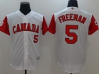 Custom Men's Canada Baseball Freddie Freeman Majestic White 2017 World Baseball Classic Authentic Je...