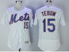 New York Mets #15 Tim Tebow White Strips Flexbase Jerseys