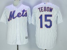 New York Mets #15 Tim Tebow White Strips Cool Base Jerseys