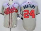 Atlanta Braves #24 Deion Sanders Grey Cool Base Jerseys