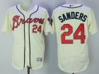 Atlanta Braves #24 Deion Sanders Cream Flexbase Jerseys