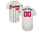 Men's Atlanta Braves Alternate Ivory  Flex Base Custom Stitched Name Number Jersey