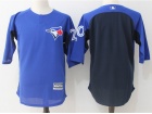 Mens Toronto Blue Jays Majestic Blue Collection On-Field 3/4-Sleeve Batting Practice Jersey