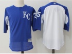 Men's Kansas City Royals Majestic Blue Collection On-Field 3/4-Sleeve Batting Practice Jersey