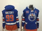 Edmonton Oilers #99 Wayne Gretzky Blue Pullover Hockey Hoodies