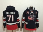 Columbus Blue Jackets #71 Nick Foligno Navy Blue Hockey Hoodie