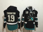 San Jose Sharks #19 Joe Thornton Black  Pullover Hockey Hoodies