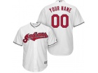 Men's Cleveland Indians Majestic White Cool Base Cool Base Custom Stitched Name Number Jersey