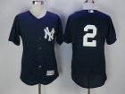 New York Yankees #2 Derek Jeter No Name Navy Blue Flexbase Jerseys