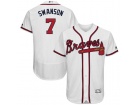 Men's Atlanta Braves #7 Dansby Swanson Home White Flex Base Stitched Baseball Jersey